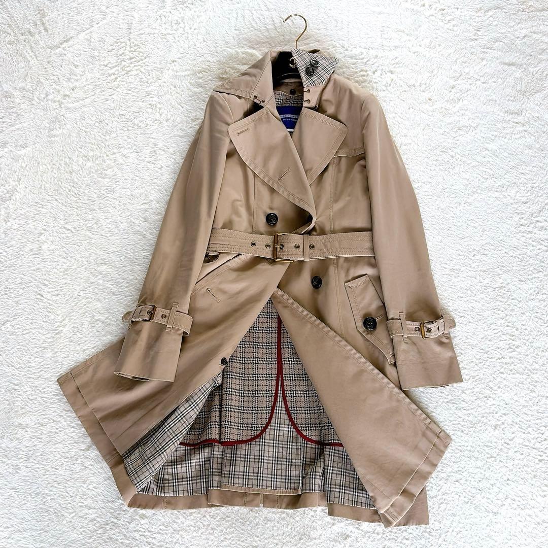 美品✨【バーバリーブルーレーベル】ウールライナーダブルトレンチコートノバチェック