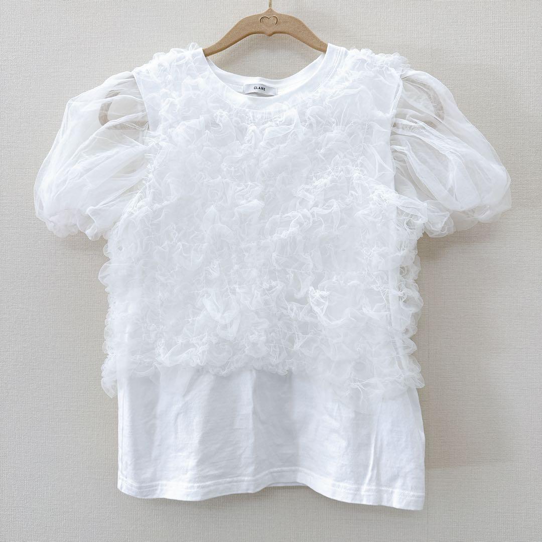 美品　正規品　タグ付き【CLANE/クラネ】チュールベストレイヤードトップス