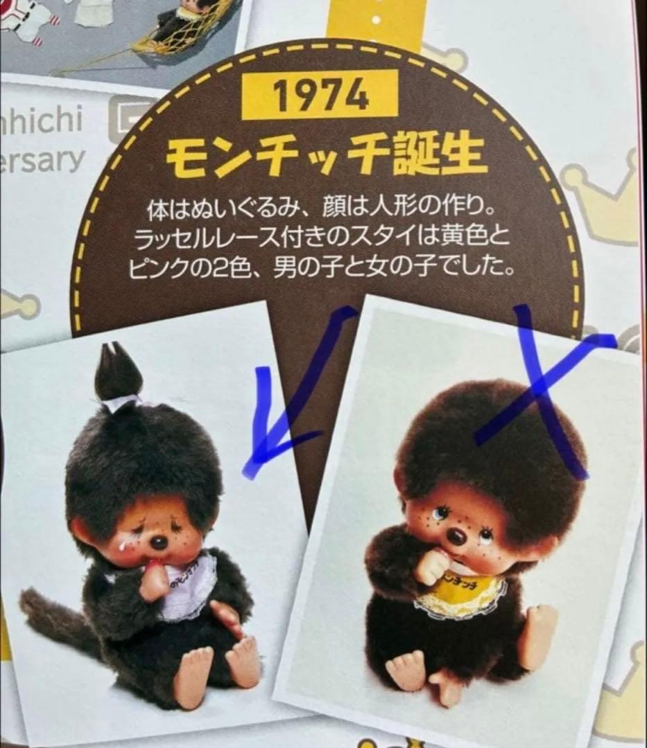 m*e様 1974年ふた子のモンチッチ当時物　金色の紙タグ付き　泣き顔女の子　箱