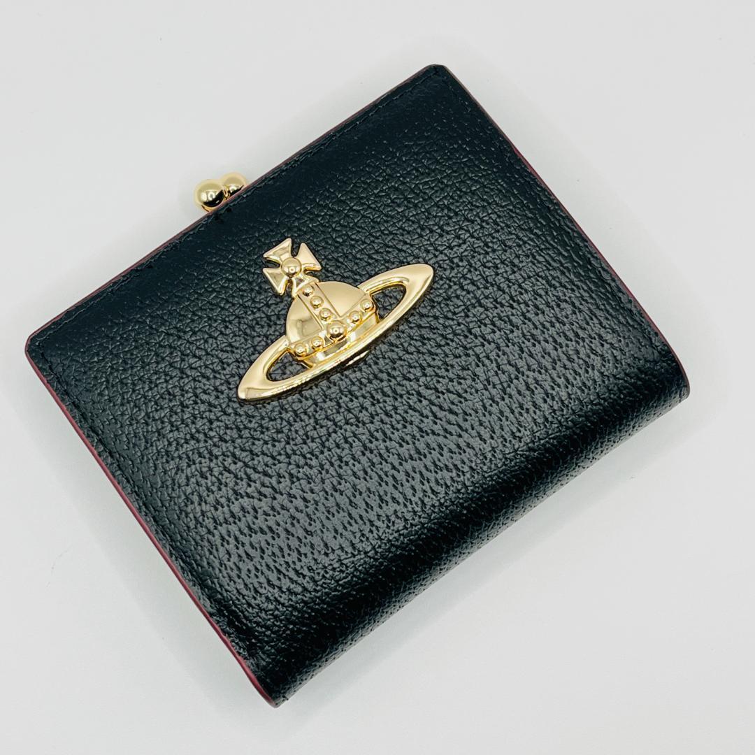 未使用 Vivienne Westwood 新品 折財布 黒 がま口 シンプル
