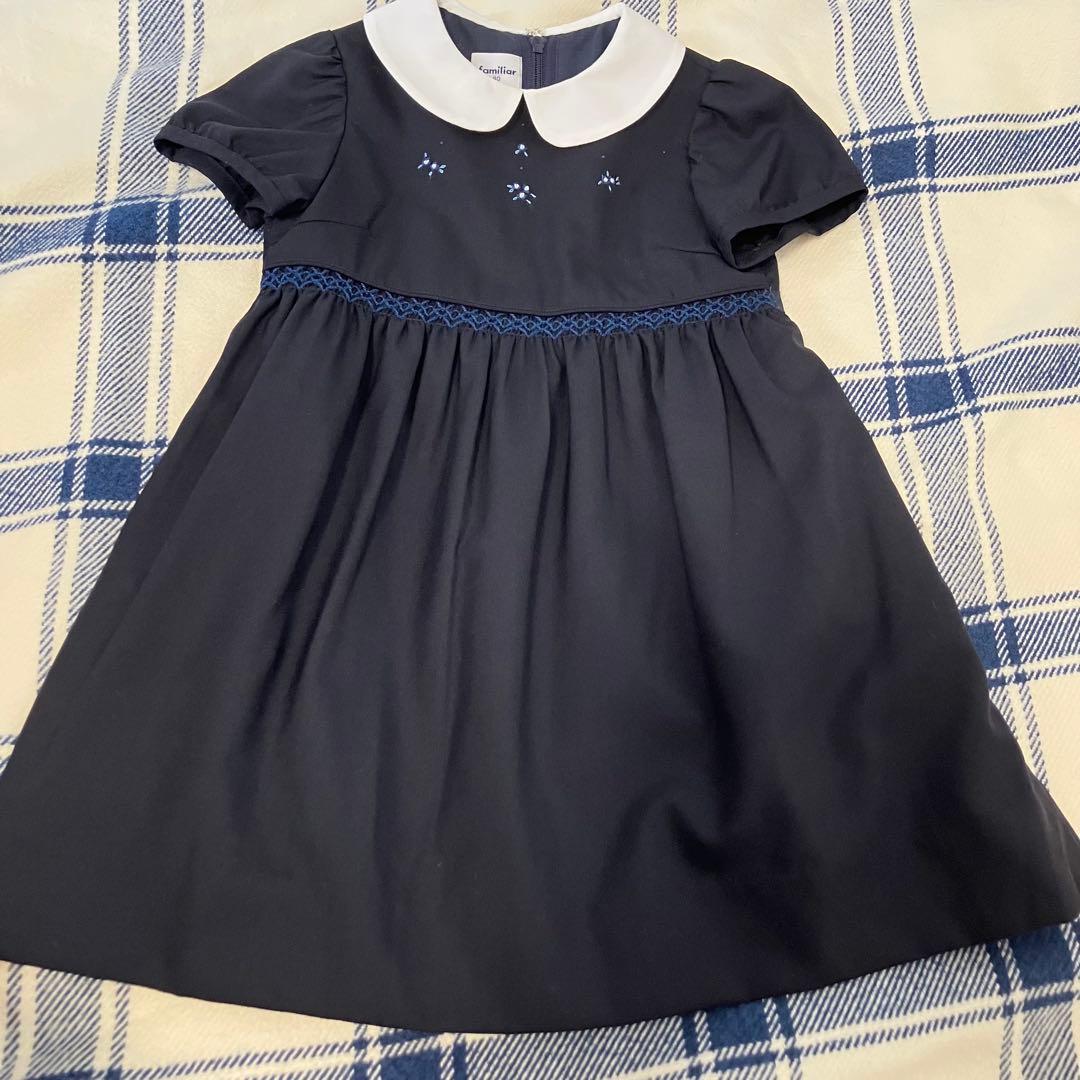 未使用に近い　現行品　familiar 襟付きワンピース 90