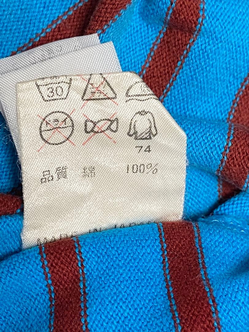Jean Paul Gaultier ロゴ ブルー系ボーダー Tシャツ S相当