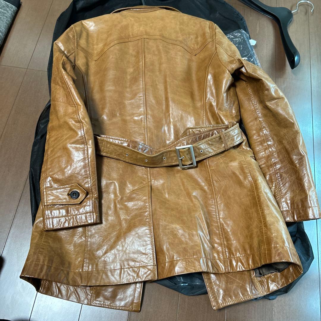 A.S.M. レザーベルト付きトレンチコート