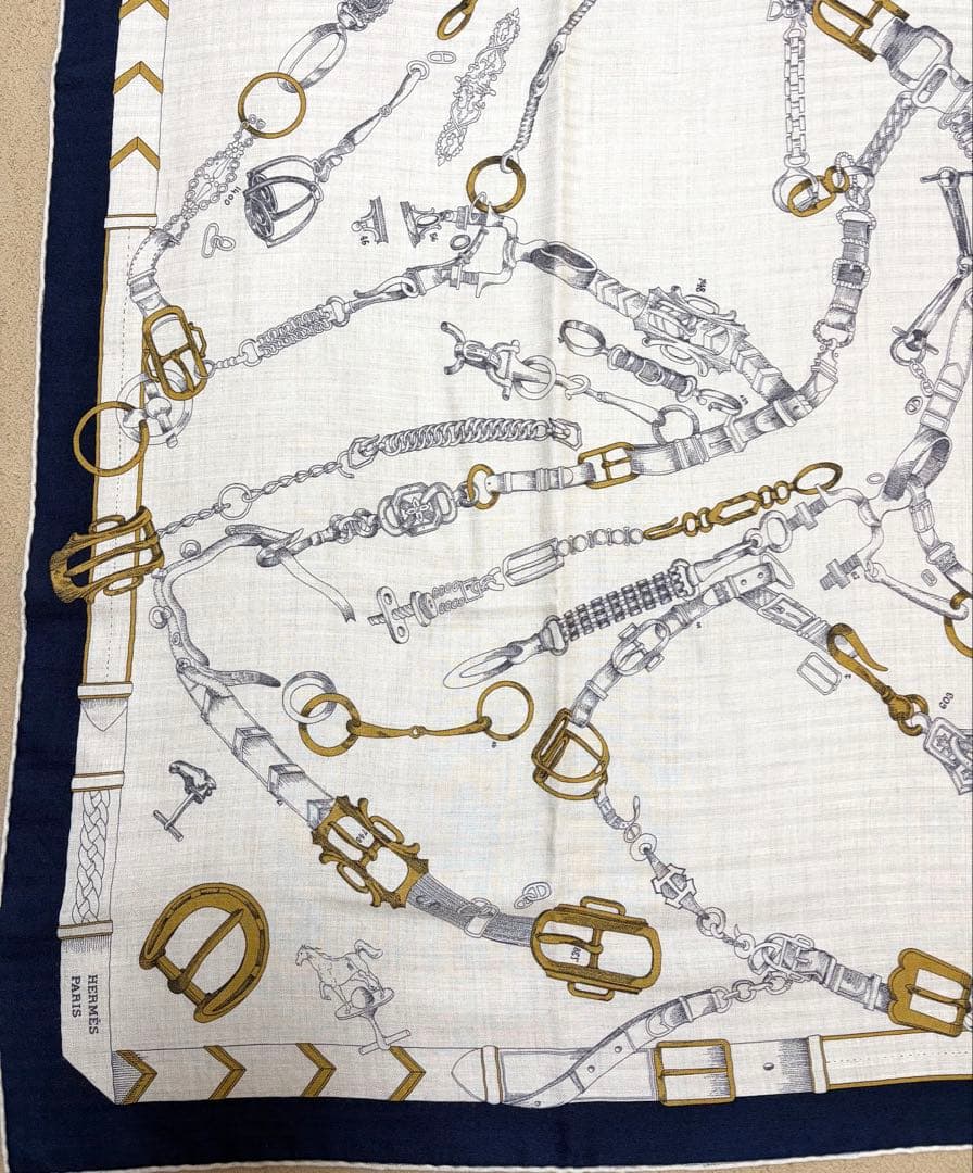 エルメス カシミアシルク カシシル カレジェアン140 シュヴォーデシェネ