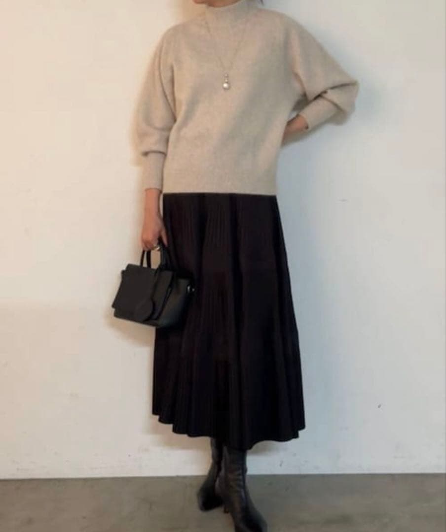 BEARDSLEY プリーツティアードスカート　Black フリーサイズ