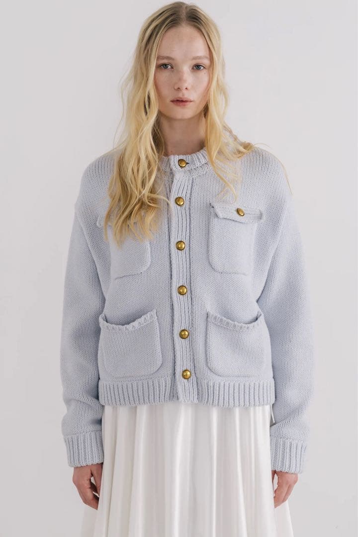THE TOÉ Residenz Knit Cardigan ブルー Mサイズ