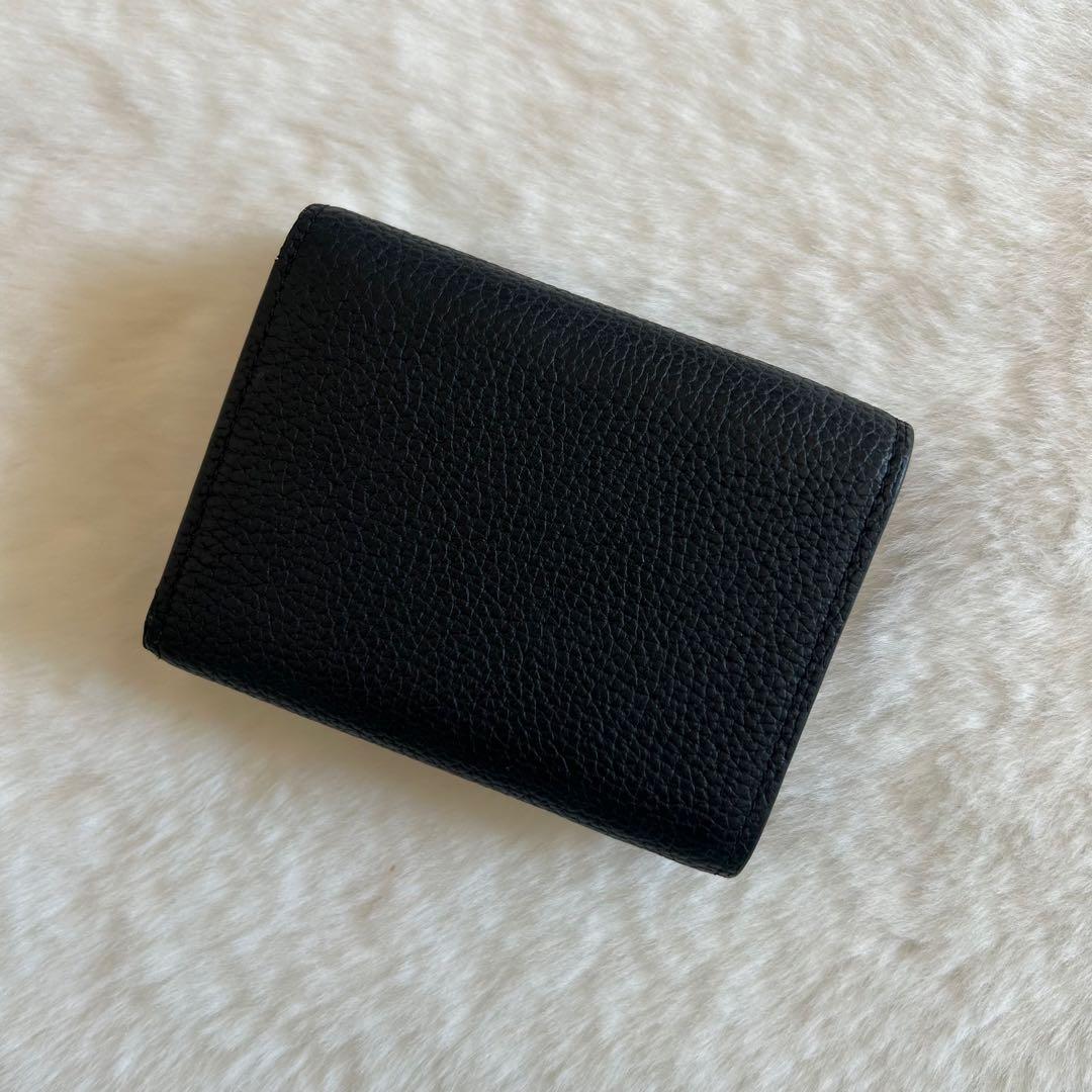 美品✨ ボナベンチュラ 3つ折り財布 コンパクト レザー ブラック ブルー