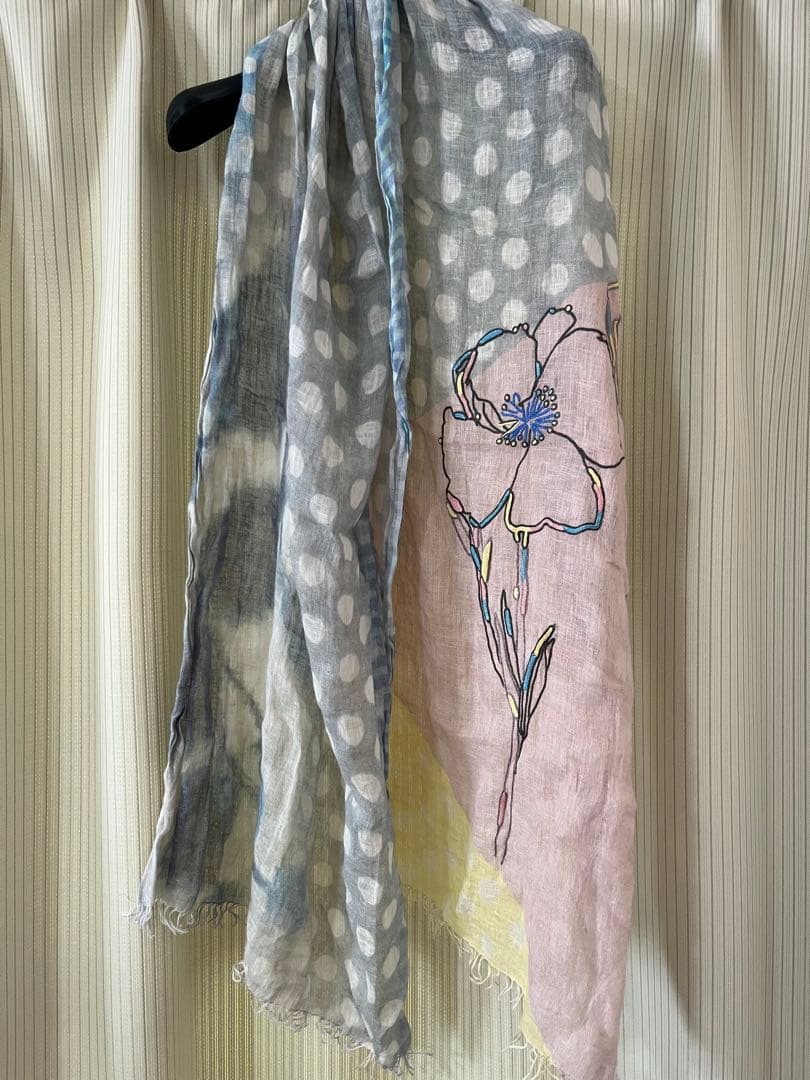 水玉模様 花刺繍 ストール　ターラブランカ
