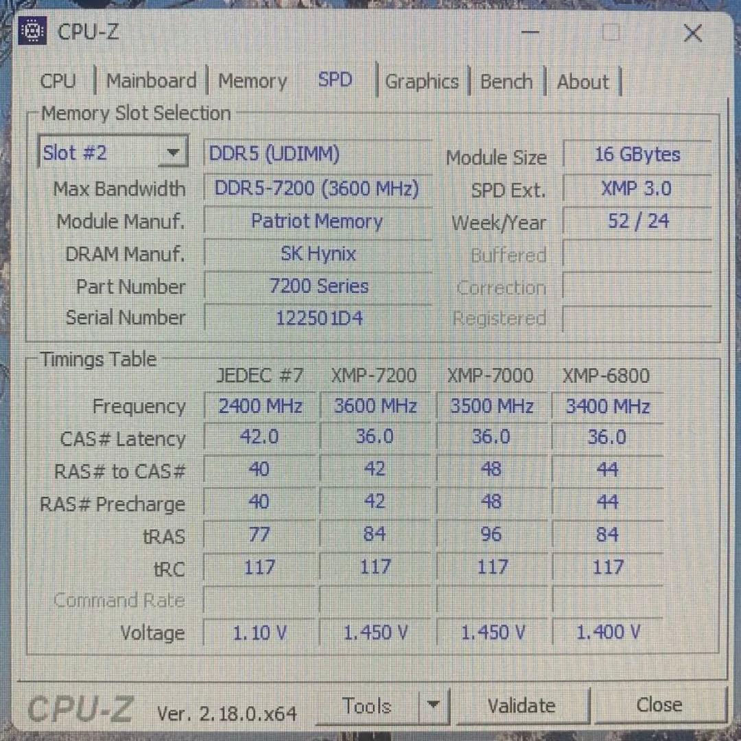 メモリー DDR5 32GB (16GBx2) 7200MT/s CL34