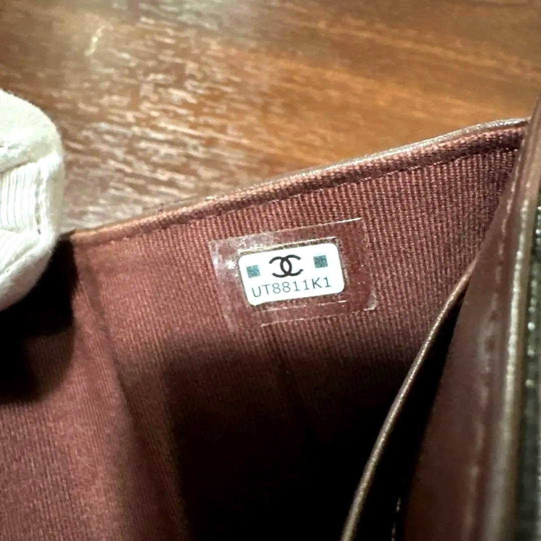 確実正規品❗️CHANEL シャネル　キャビアスキン　コンパクト　三つ折り財布　黒