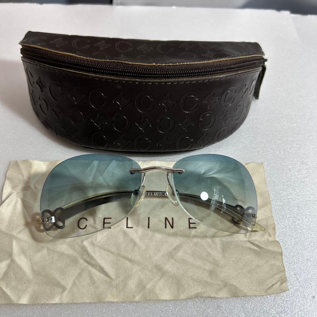 CELINE カラーレンズ グラデーション サングラス サイドロゴ ブルー
