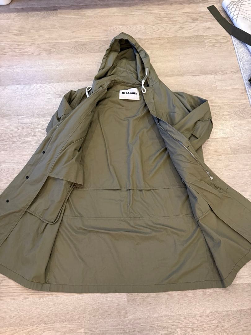 JIL SANDER ジルサンダー フーデッドコート モッズコート カーキ 48