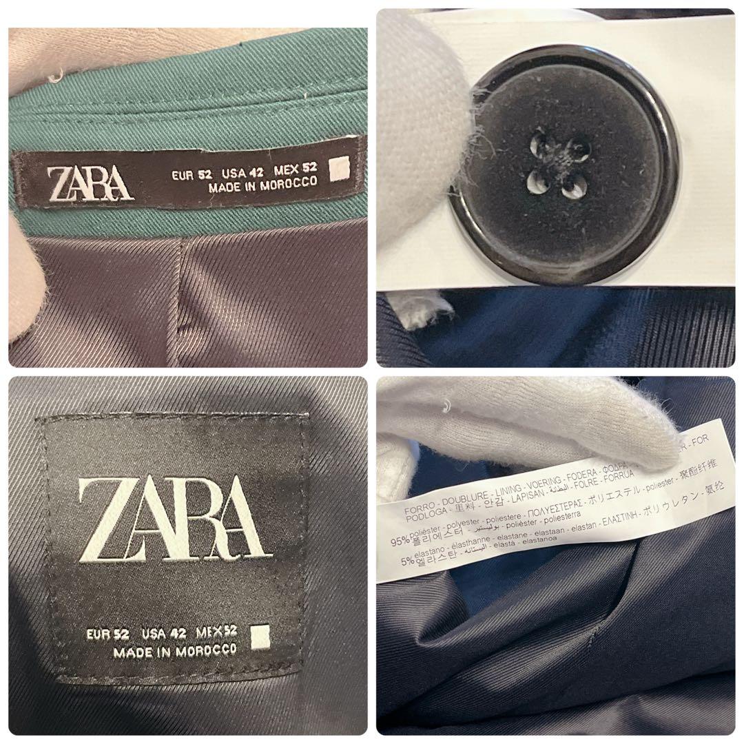 未使用級 ZARA ダブルブレスト テーラードジャケット グリーン ザラ スーツ