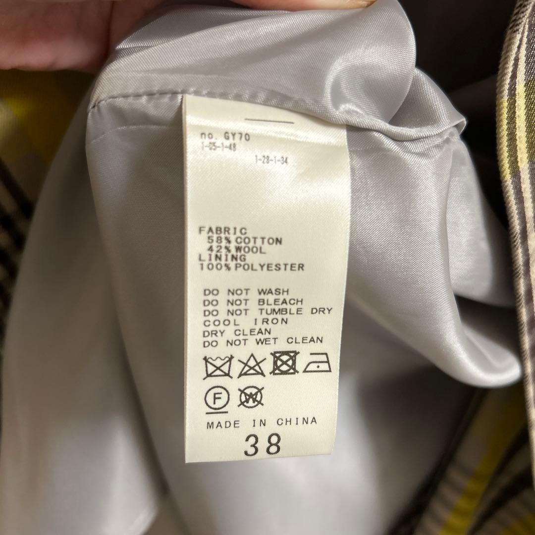 スピックアンドスパン　チェック　トレンチコート　サイズ38