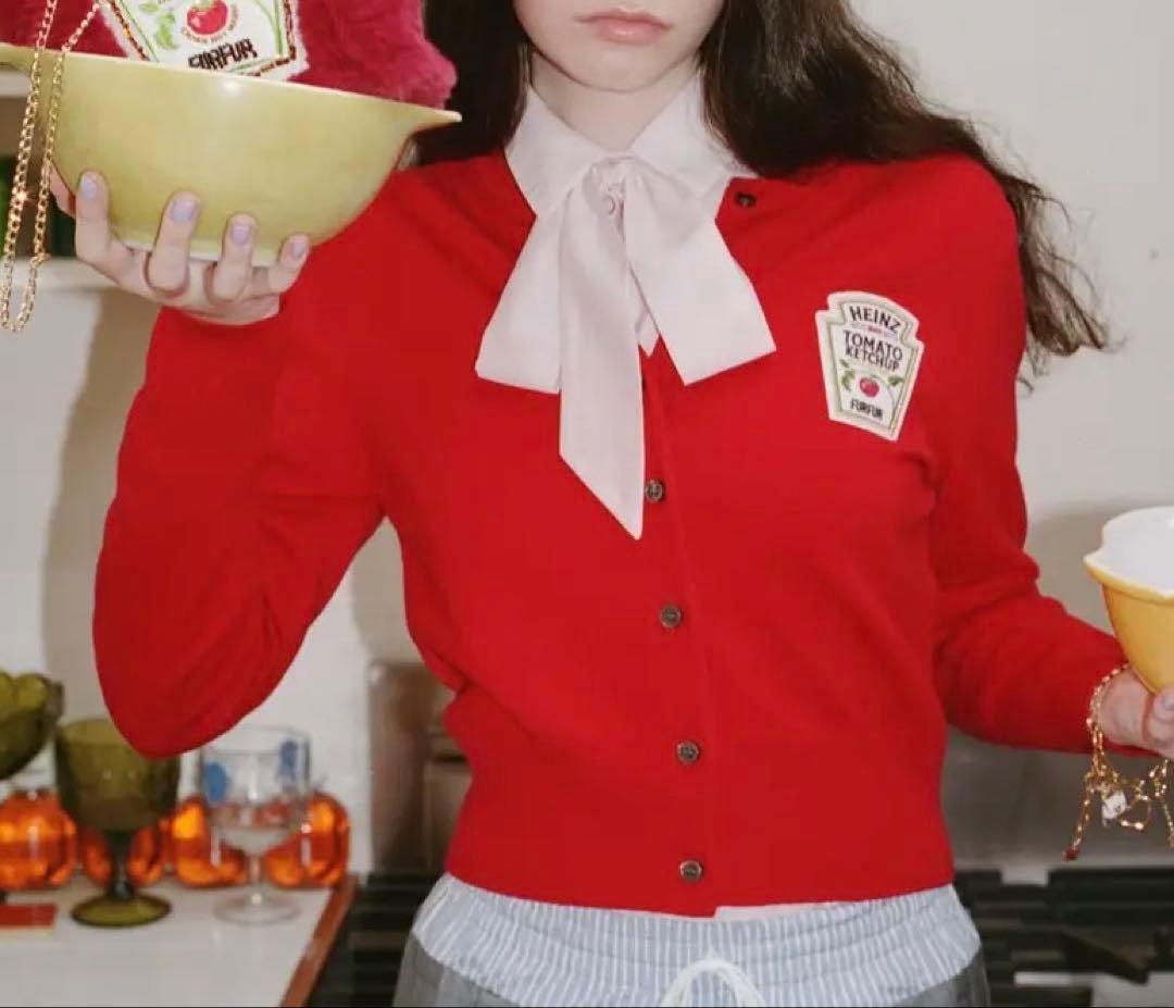 FURFUR／HEINZ トマトケチャップロゴ カーディガン