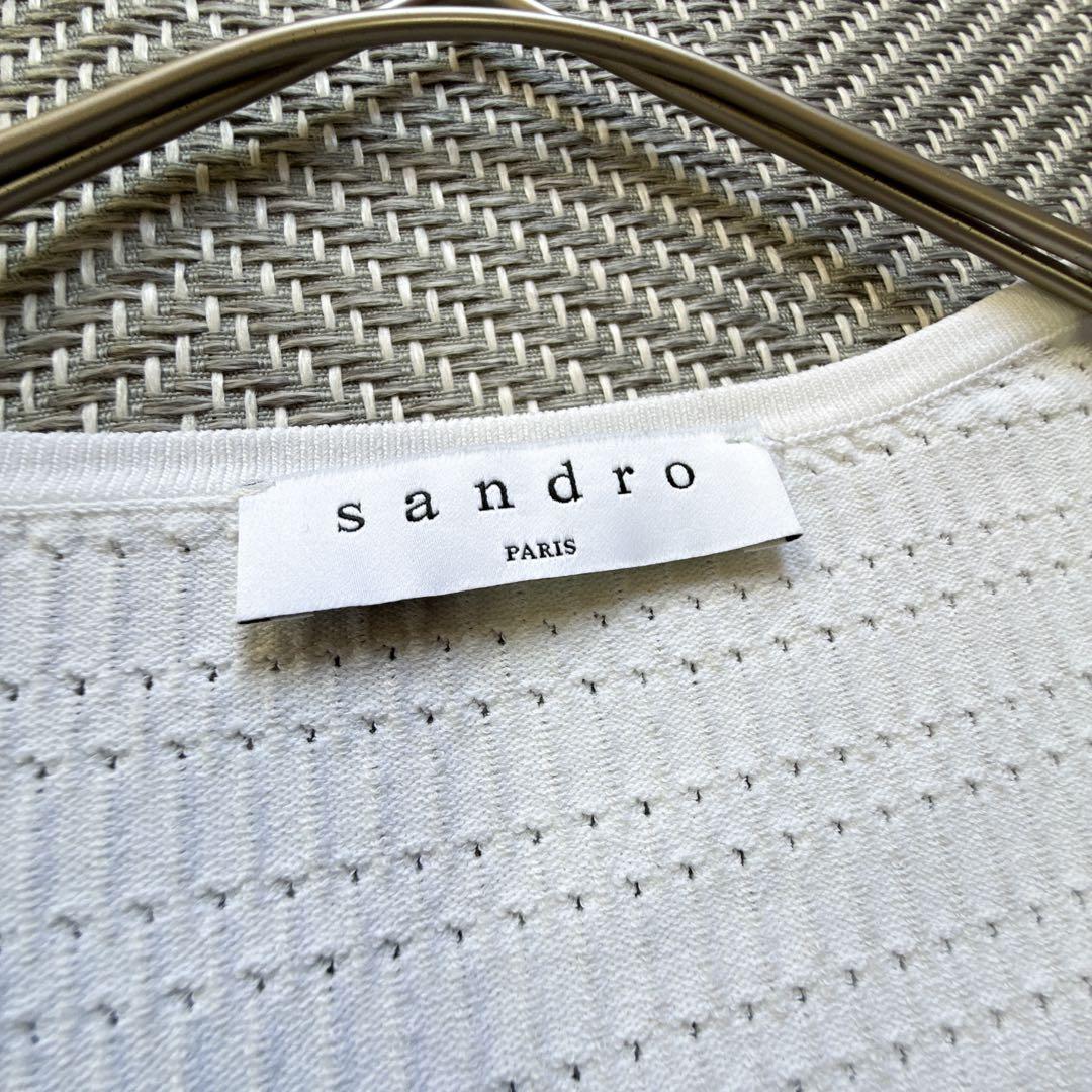 極美品 sandro paris ニットジャージー ジップアップカーディガン F