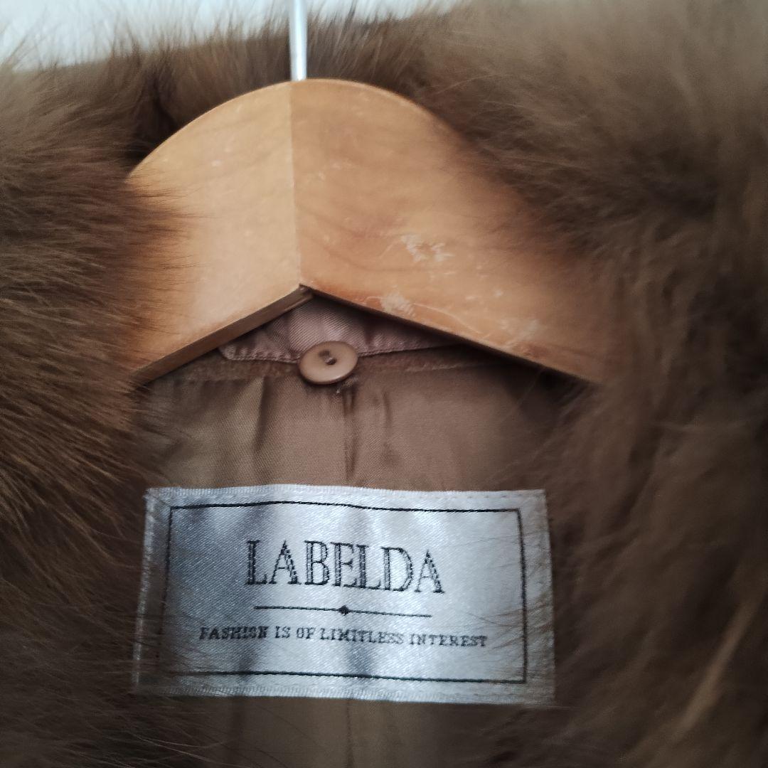 新品15ARサイズLABELDAウールカシミヤ混ブルーフォックスキャメルコート