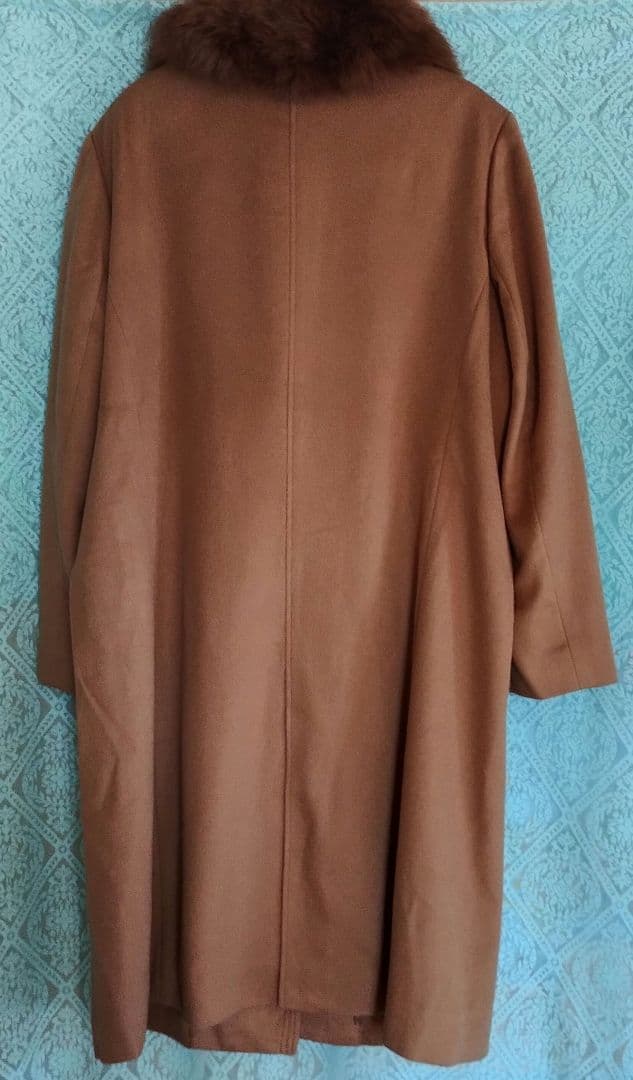 新品15ARサイズLABELDAウールカシミヤ混ブルーフォックスキャメルコート
