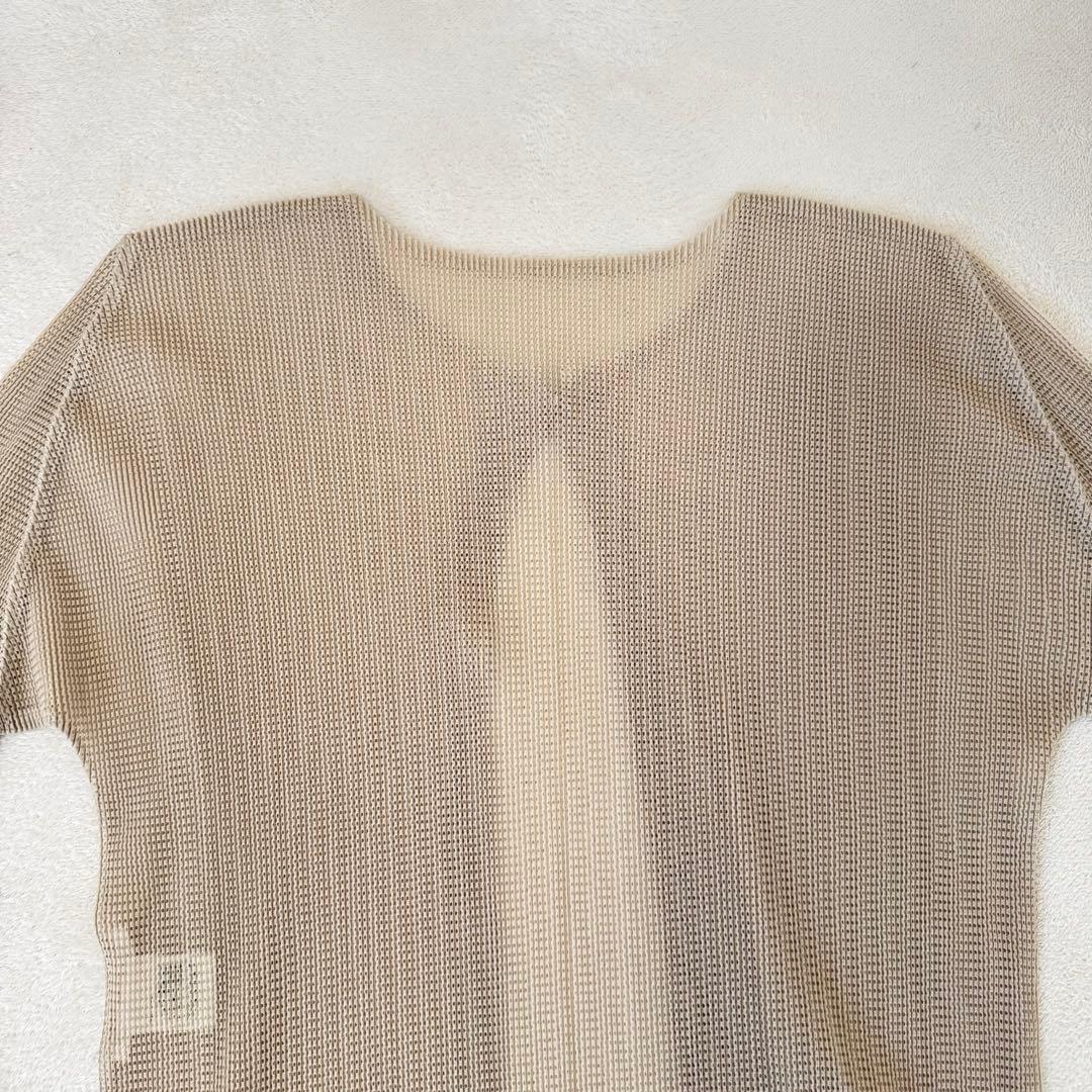 極美品✨PLEATS PLEASE プリーツ　ノーカラー　ベージュ　カーディガン