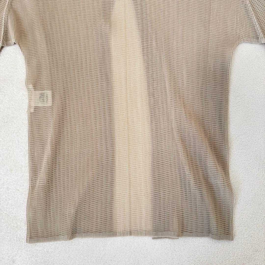 極美品✨PLEATS PLEASE プリーツ　ノーカラー　ベージュ　カーディガン