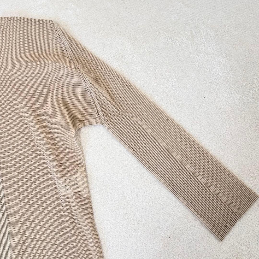 極美品✨PLEATS PLEASE プリーツ　ノーカラー　ベージュ　カーディガン