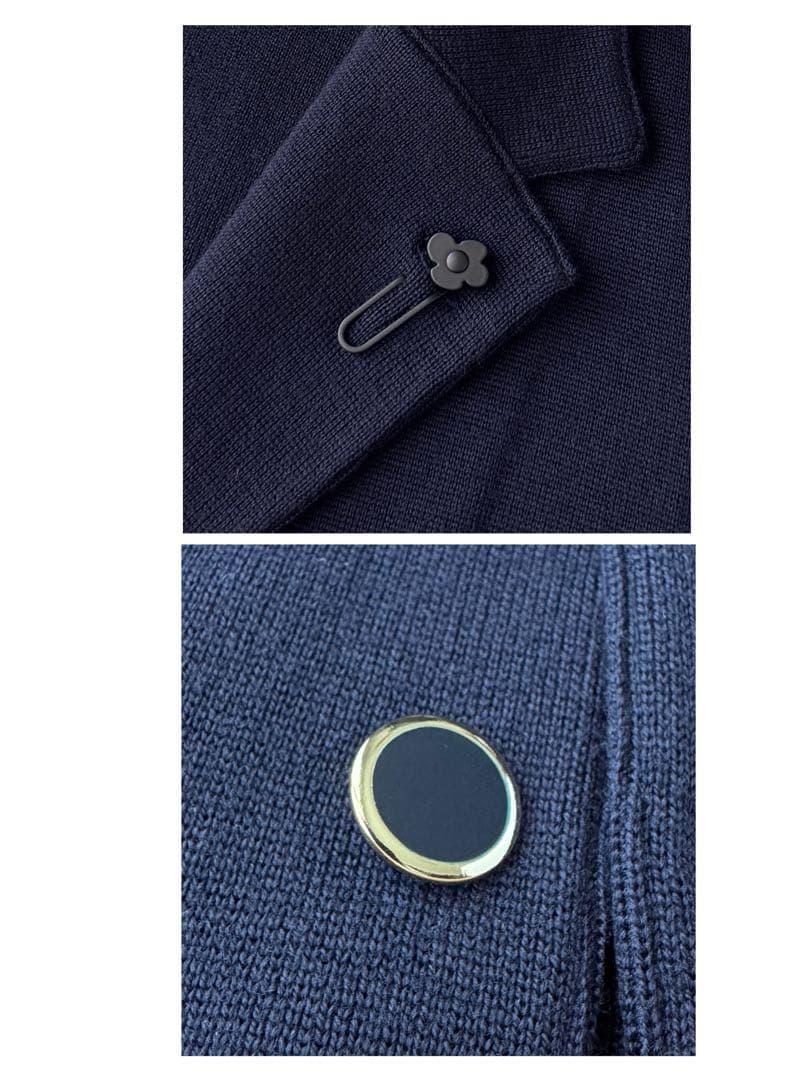LARDINI ラルディーニ 美品 ニット テーラード ジャケット 紺ブレ XL