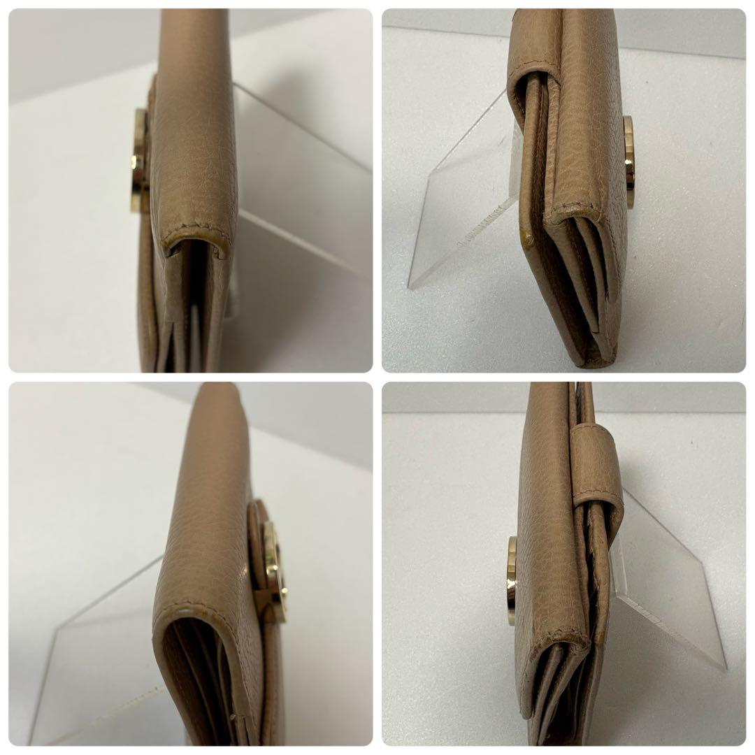 ✨極美品✨グッチ　二つ折り　インターロッキング　ゴールド金具　レザー　ベージュ