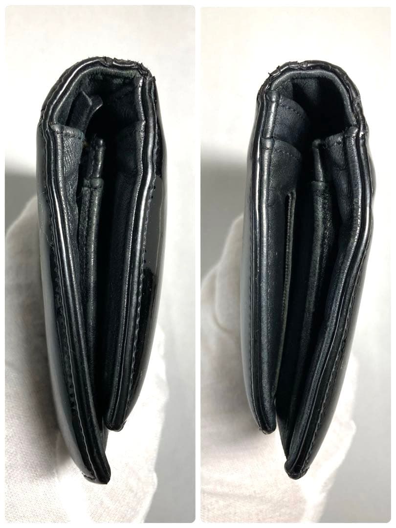 CHANEL シャネル　メイクアップ　パテントレザー　二つ折り長財布　ブラック