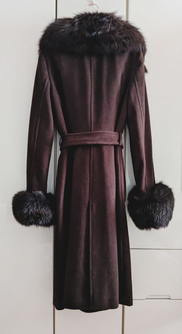 【美品】ノーベスパジオ ロングコート最高級アンゴラブルーフォックス ファー