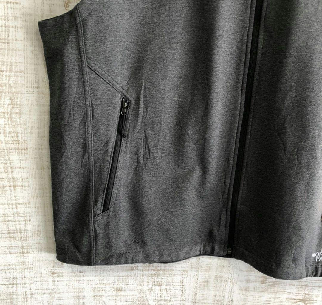 ザノースフェイス　刺繍ロゴ　企業ロゴ　ベスト　ノースリーブ　グレー　古着　未使用