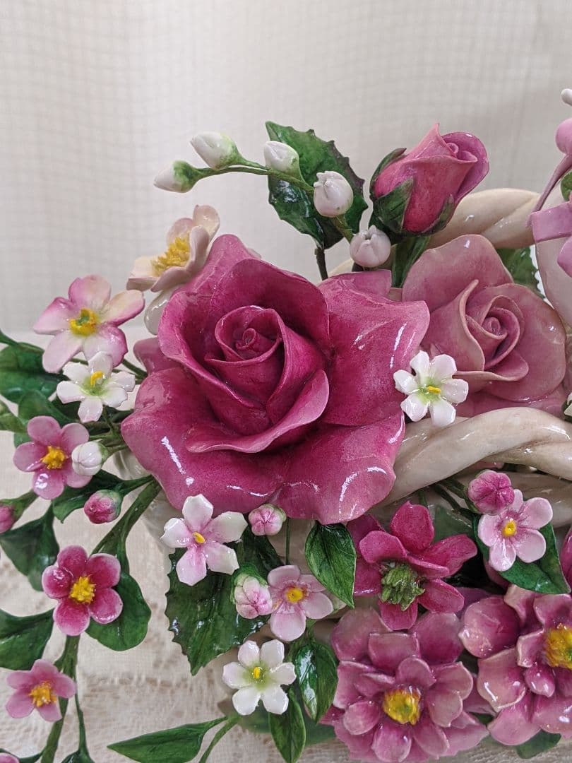 【専用】クレイフラワー♥かごにお花とうさぎさん♥ハンドメイド