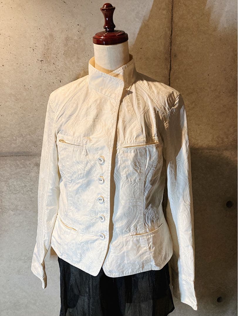 コシノヒロコ 高級ペイズリー刺繍 ハイマオカラージャケット M