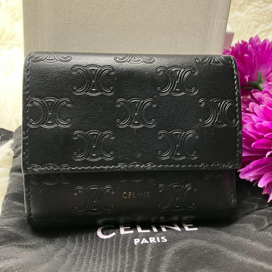 極美品✨️正規品✨セリーヌ スモールトリフォールドウォレット トリオンフ ロゴ