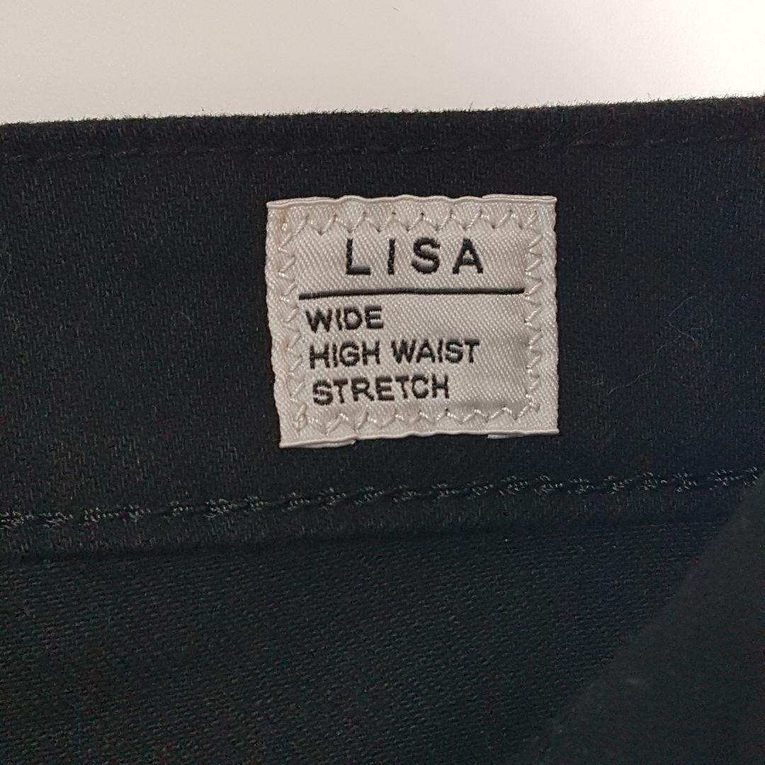 美品 サムシング LISA WIDE デニムパンツ ストレッチ ブラック 黒 M