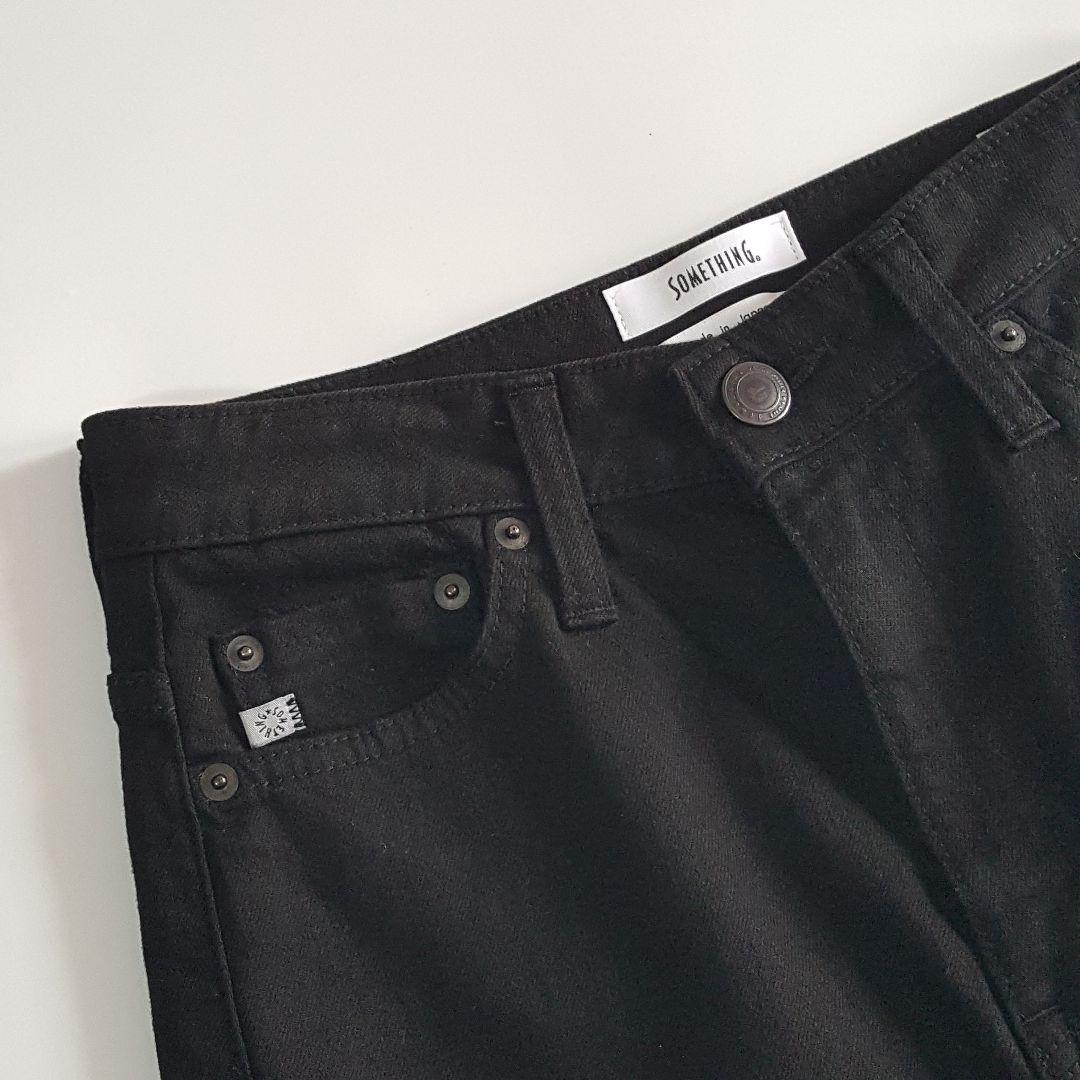 美品 サムシング LISA WIDE デニムパンツ ストレッチ ブラック 黒 M