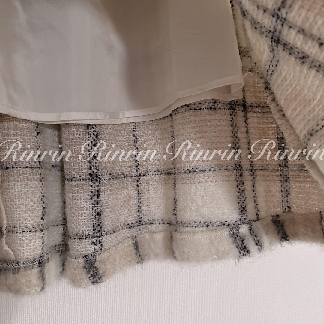 【美品】ANAYI シャギーチェック ロングスカート