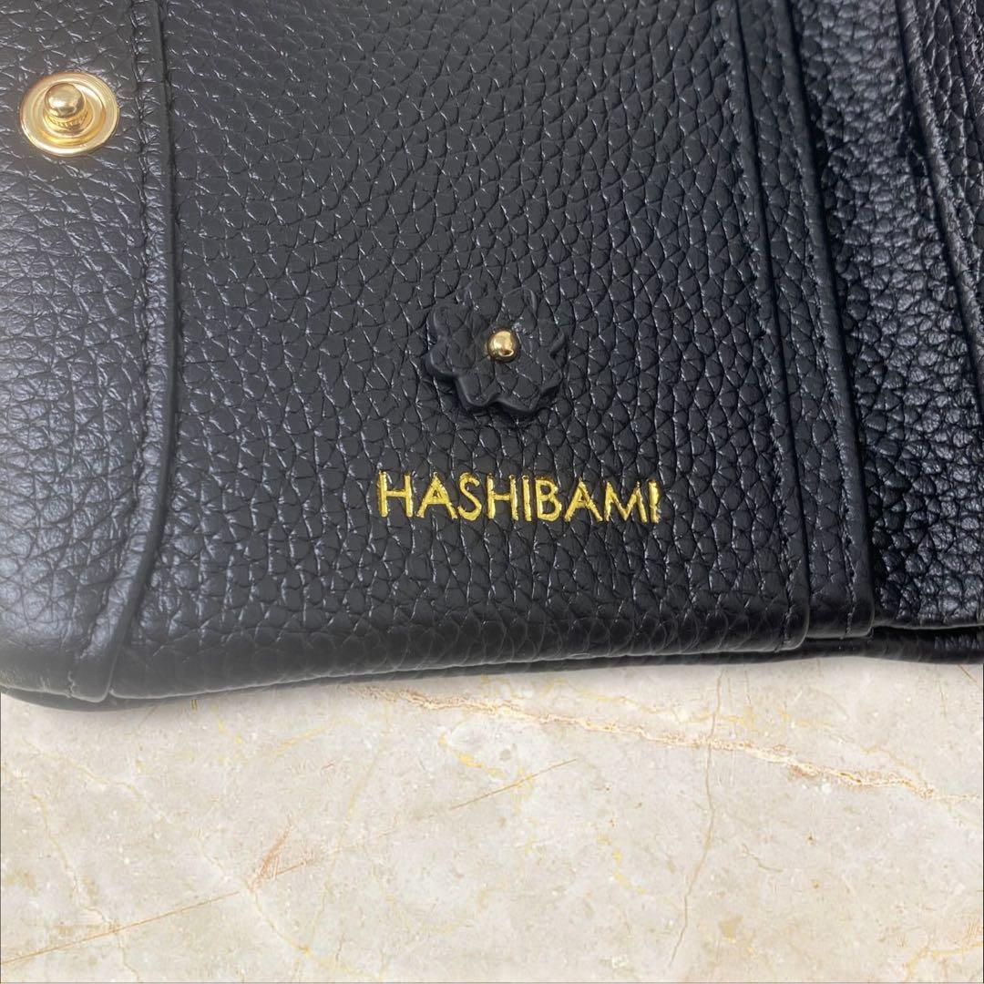 HASHIBAMI スモールフラワー ハーフウォレット ブラック ハシバミ 財布