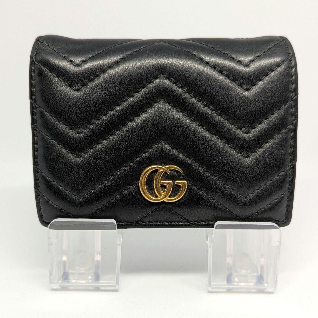 付属品✨️GUCCI 二つ折り財布 キルティング マーモントGG レザー 黒