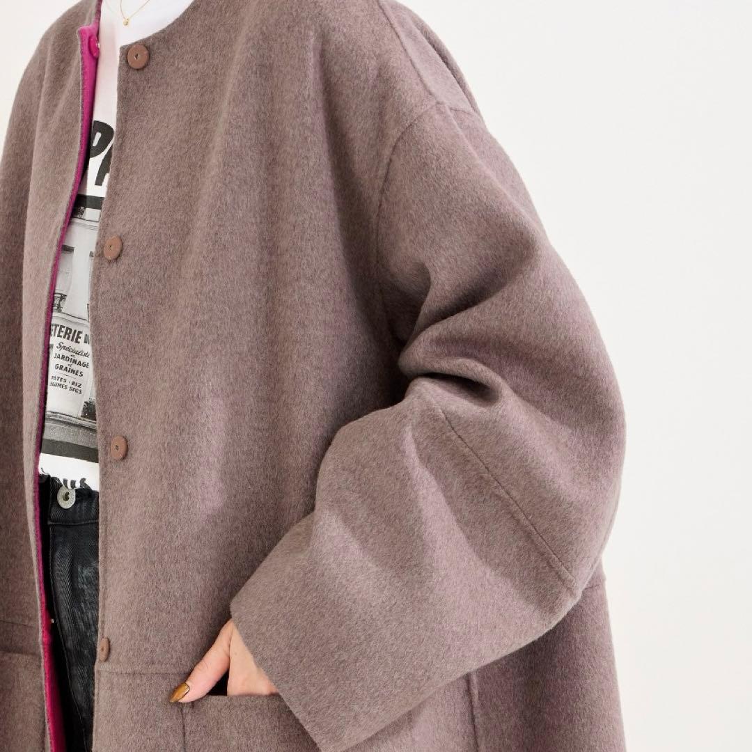 B.C STOCK リバーシブルロングコート ピンク/ブラウン