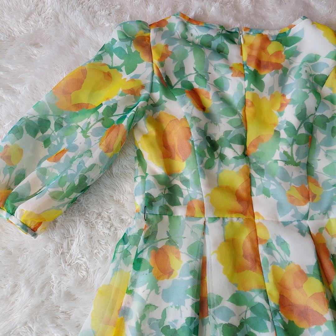 M'S GRACY　花柄　ロングワンピース　日本製　38　シフォンワンピース