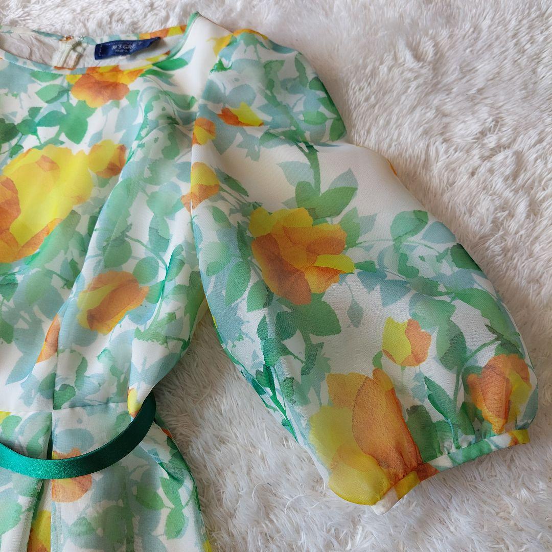 M'S GRACY　花柄　ロングワンピース　日本製　38　シフォンワンピース