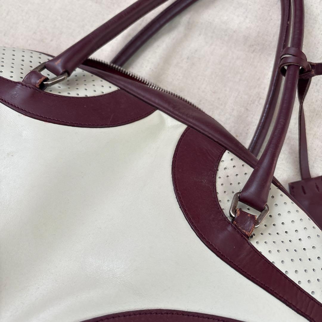 PRADA ボストンバッグ ホワイト・バーガンディ