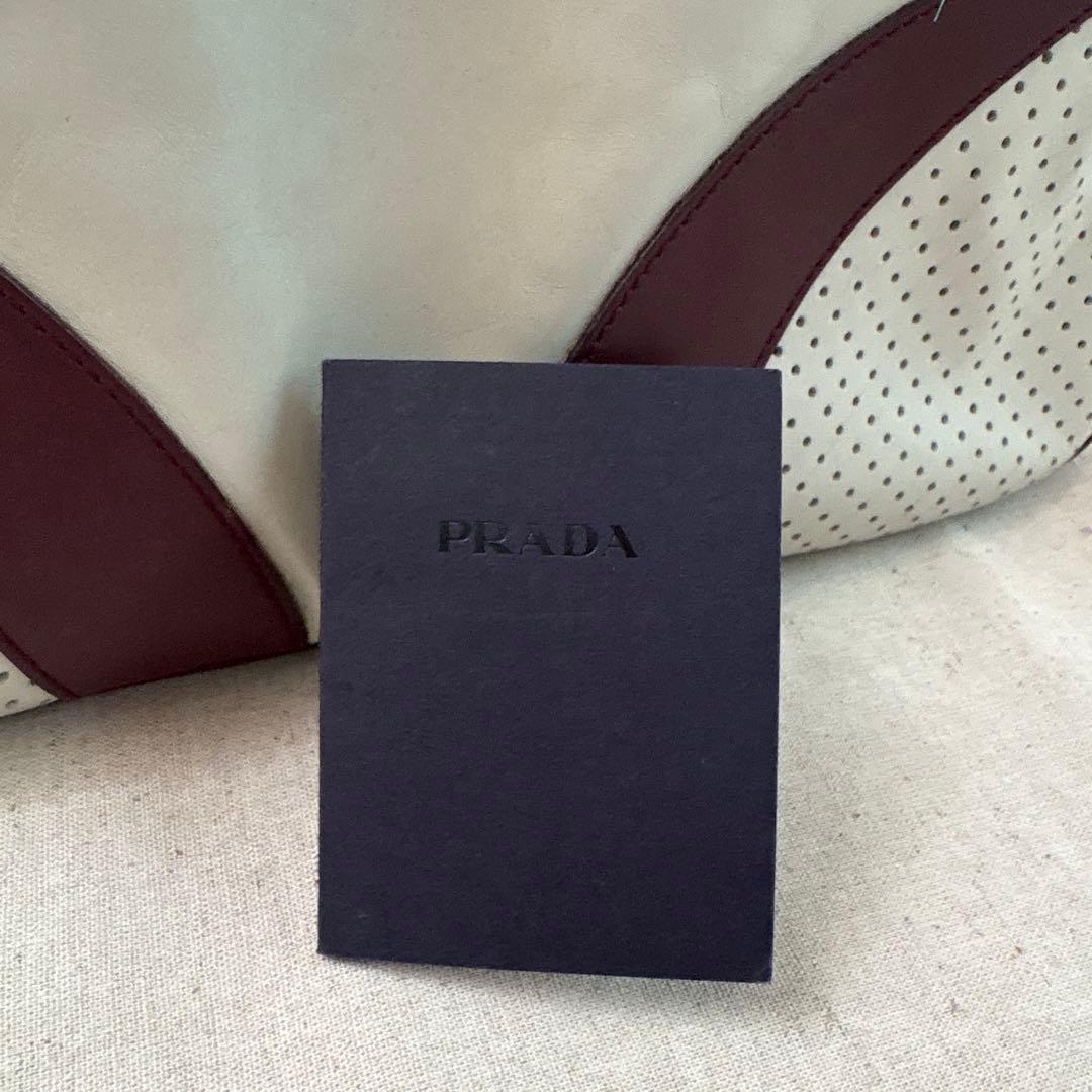 PRADA ボストンバッグ ホワイト・バーガンディ