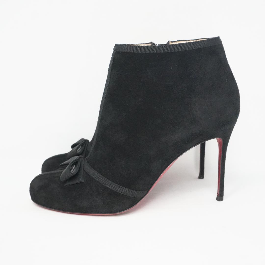 ルブタン 23cm 黒 スエード リボン付き ブーティBoots 美品