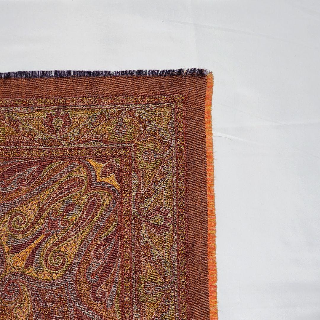 美品 ★ETRO★ エトロ ストール ペイズリー柄 ウール混 ブラウン オレンジ