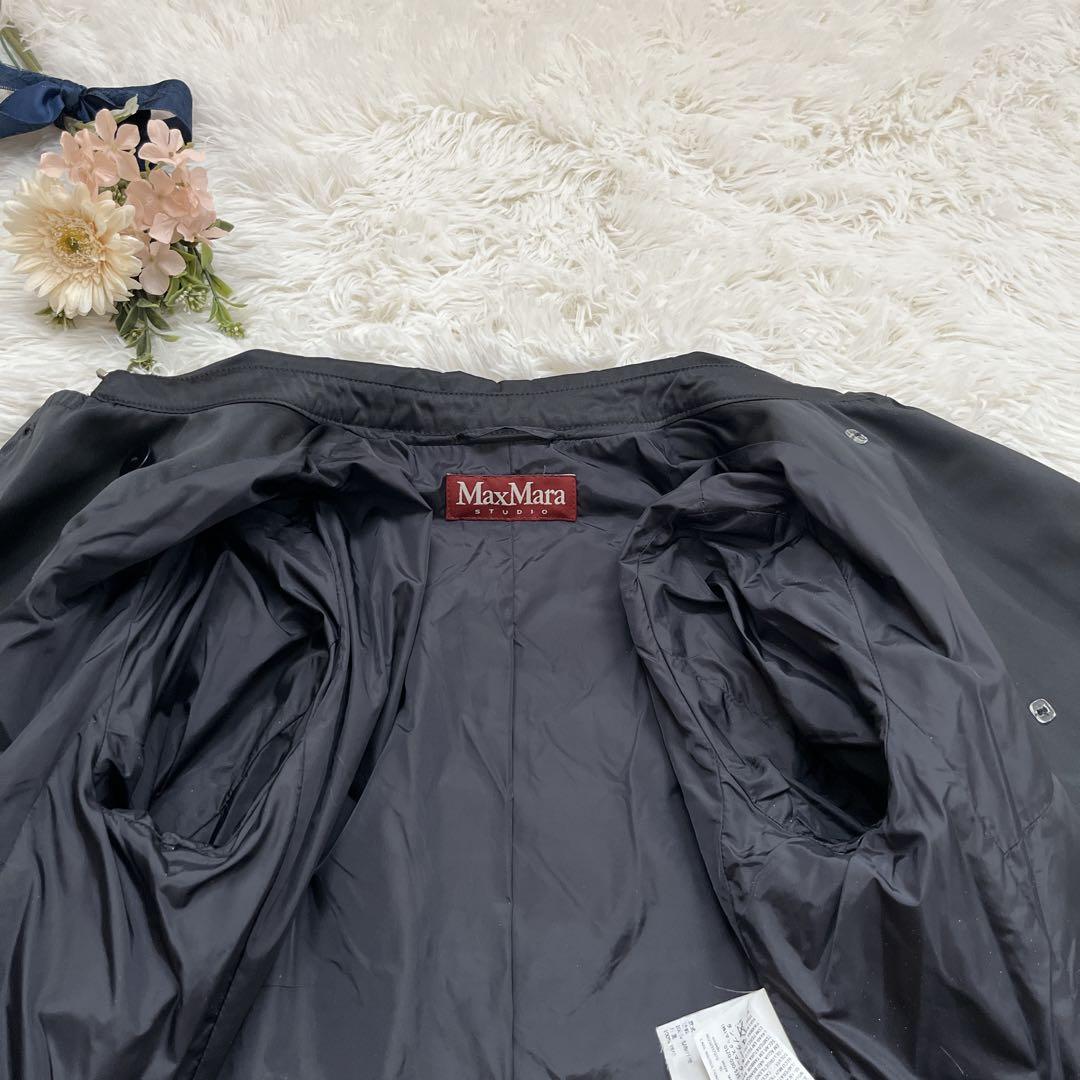 美品✨Max Mara トレンチコート ベルトリボン　Aライン　ロング　黒