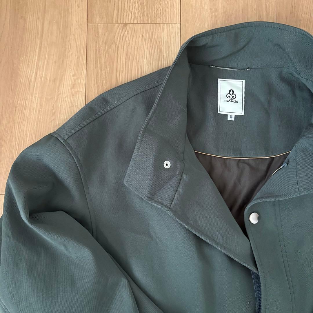 新品 価格9.9万mandoウールキャバリーツイルスタンドカラーブルゾン 3