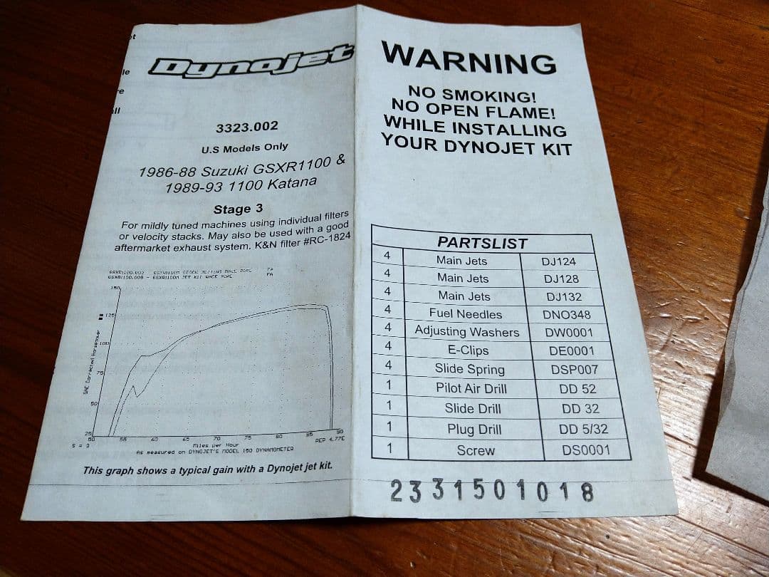 DYNOJET　3323.002　86-88　GSXR1100　Stage3