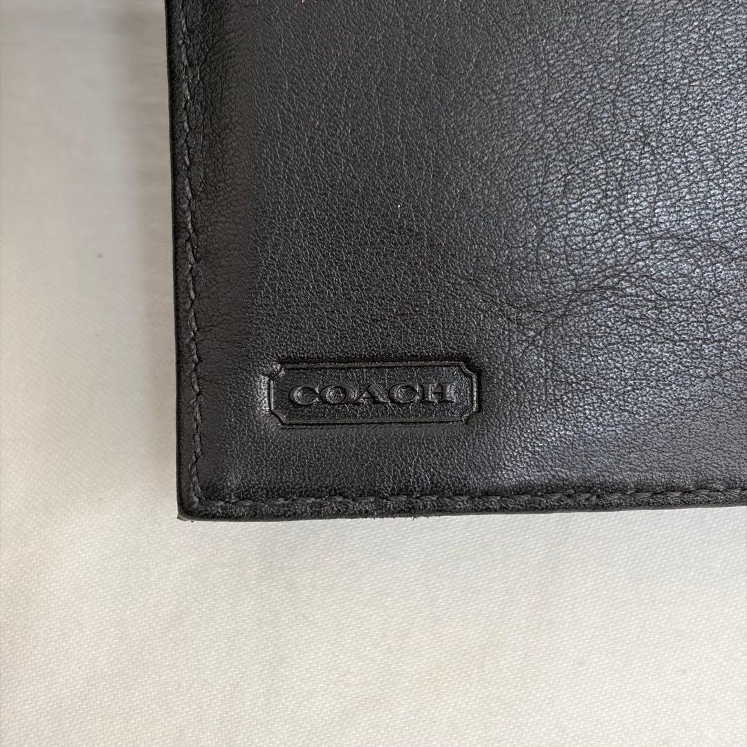 B-458 COACH 三つ折財布 ブラック レザー バックル 001