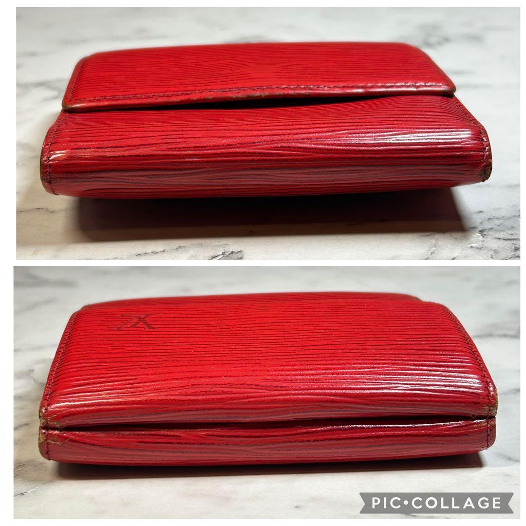 LV ルイヴィトン 3つ折り財布 エピ ポルトピエカルトクレディ モネ 赤